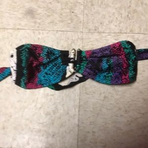 Multi bright colored bandeau bikini top